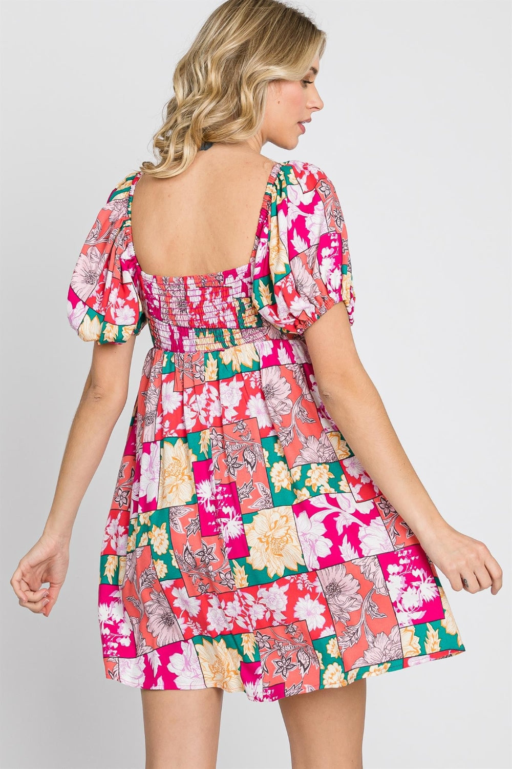 Floral Ruff Sleeve Mini Dress | Dress - CHANELIA