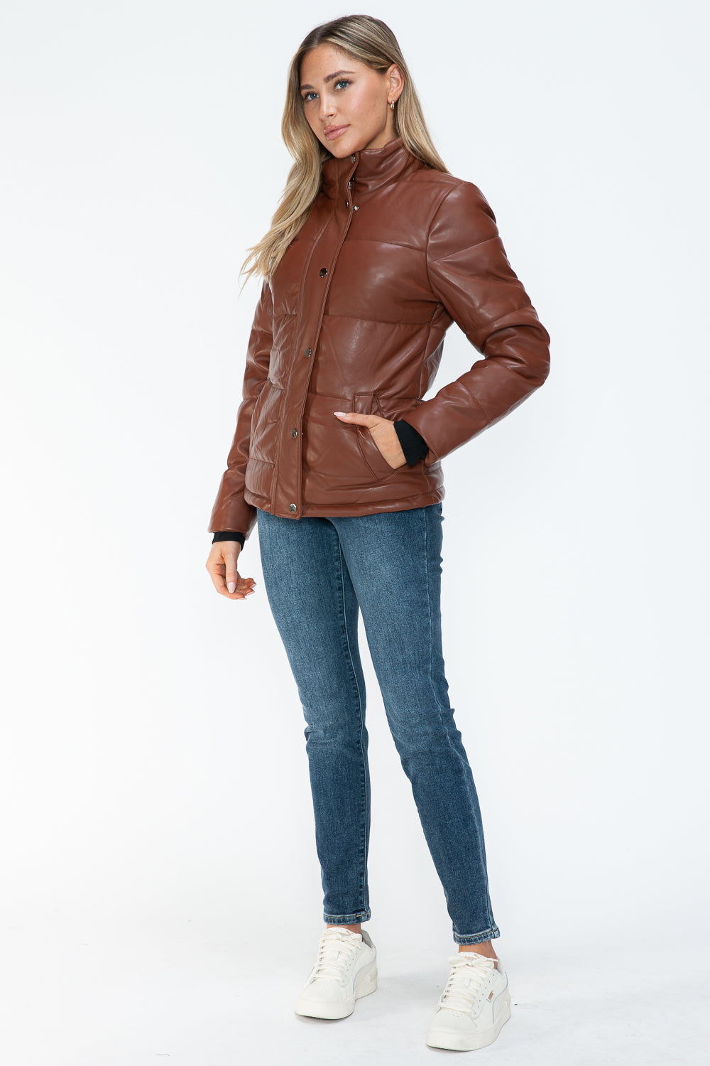 Amber Turtleneck Luxe Jacket side view