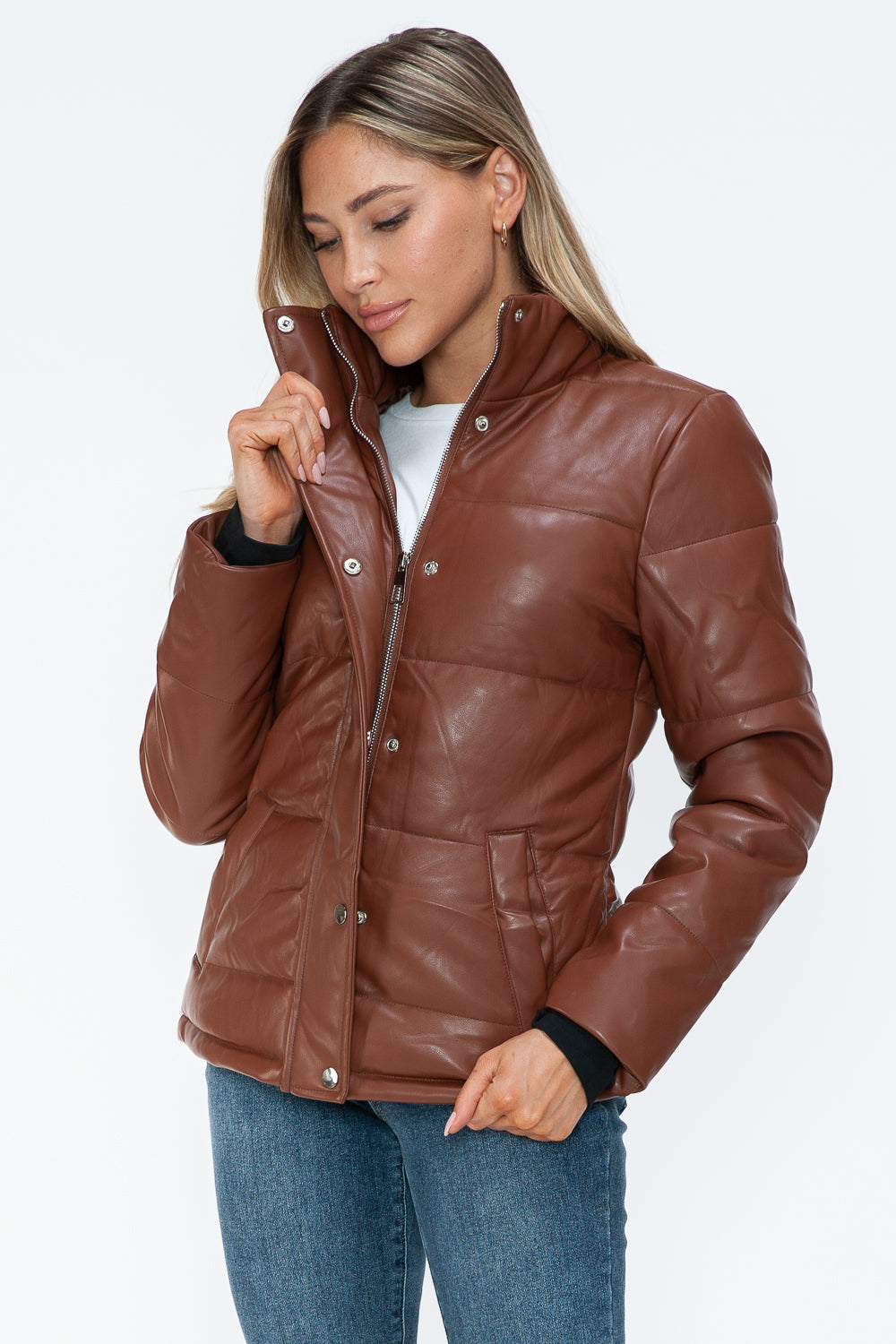 Amber Turtleneck Luxe Jacket side view