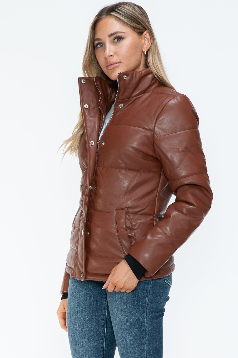 Amber Turtleneck Luxe Jacket side view