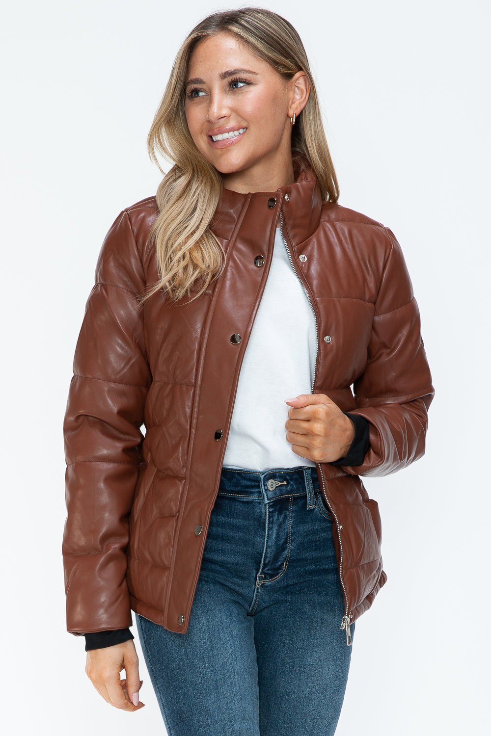 Amber Turtleneck Luxe Jacket front view