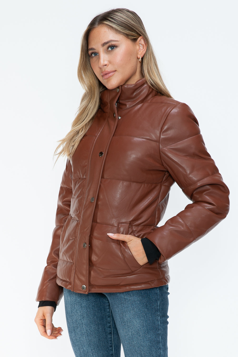 Amber Turtleneck Luxe Jacket side view