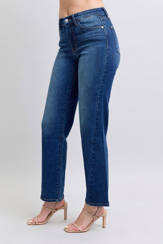 Angled side view of CHANELIA Elegance Straight Jeans