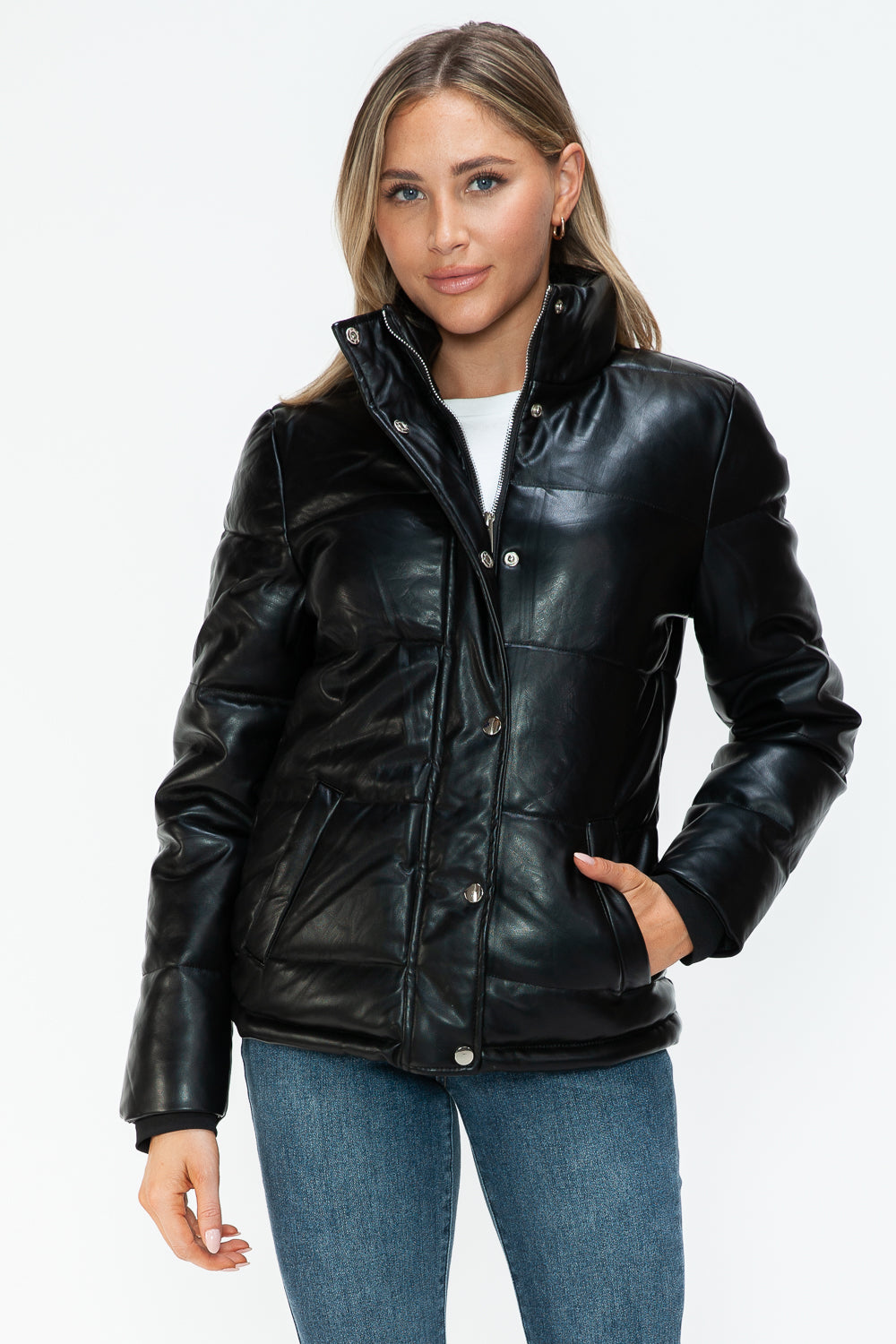 Lustre Tundra Quilted Jacket partially unbuttoned
