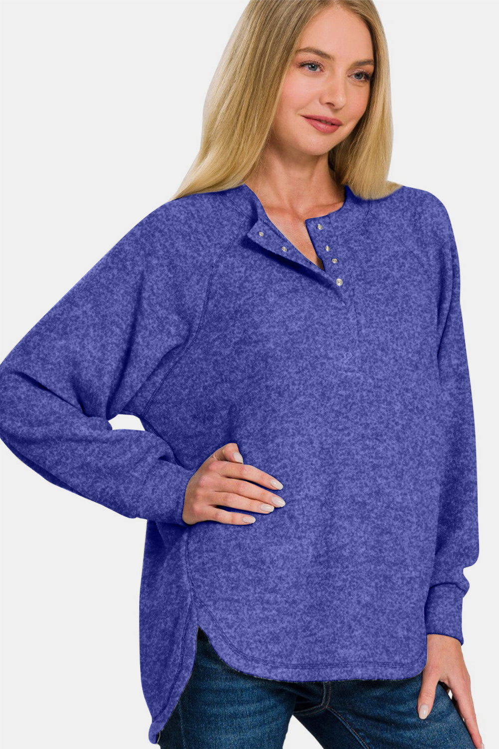Cozy oversized purple Melange Brushed Aura Sweater