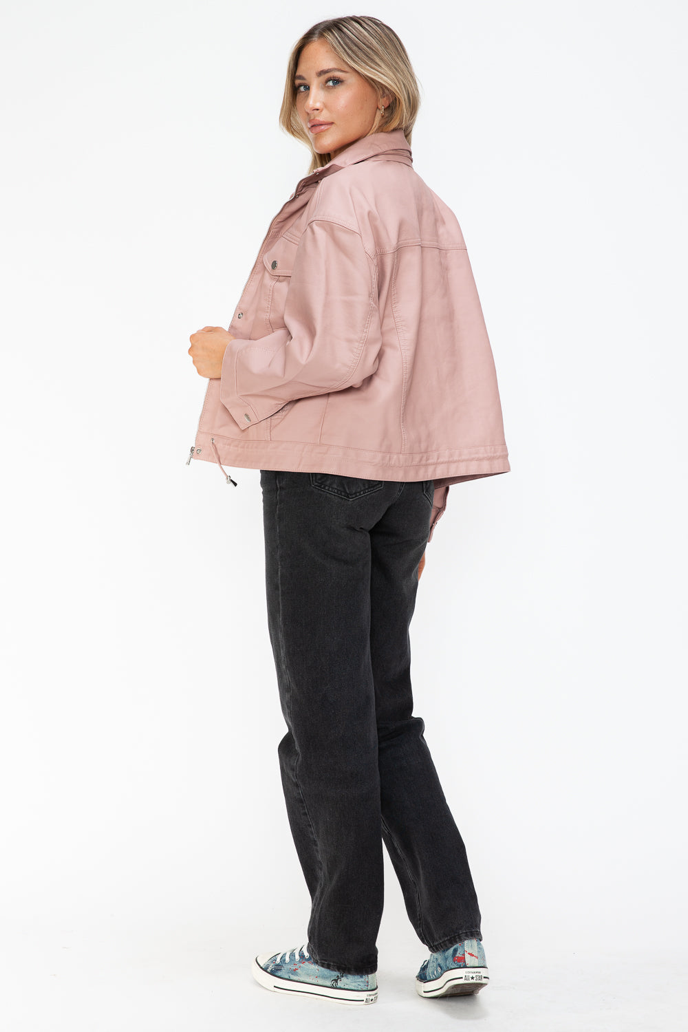 Pink Urban Luxe Statement Jacket, back side view