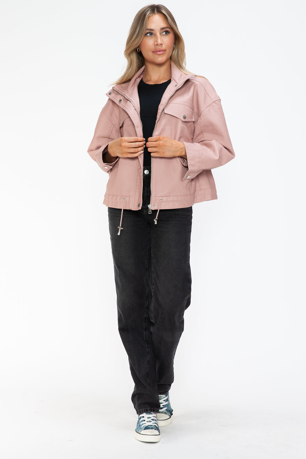 Pink Urban Luxe Statement Jacket, casual front view