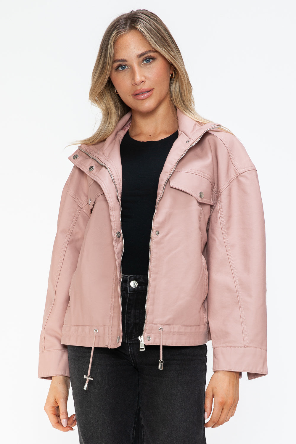 Pink Urban Luxe Statement Jacket, front view with buttons