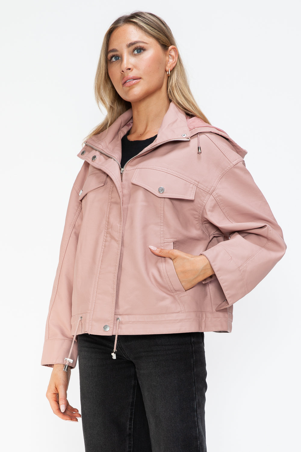 Pink Urban Luxe Statement Jacket, side pocket detail