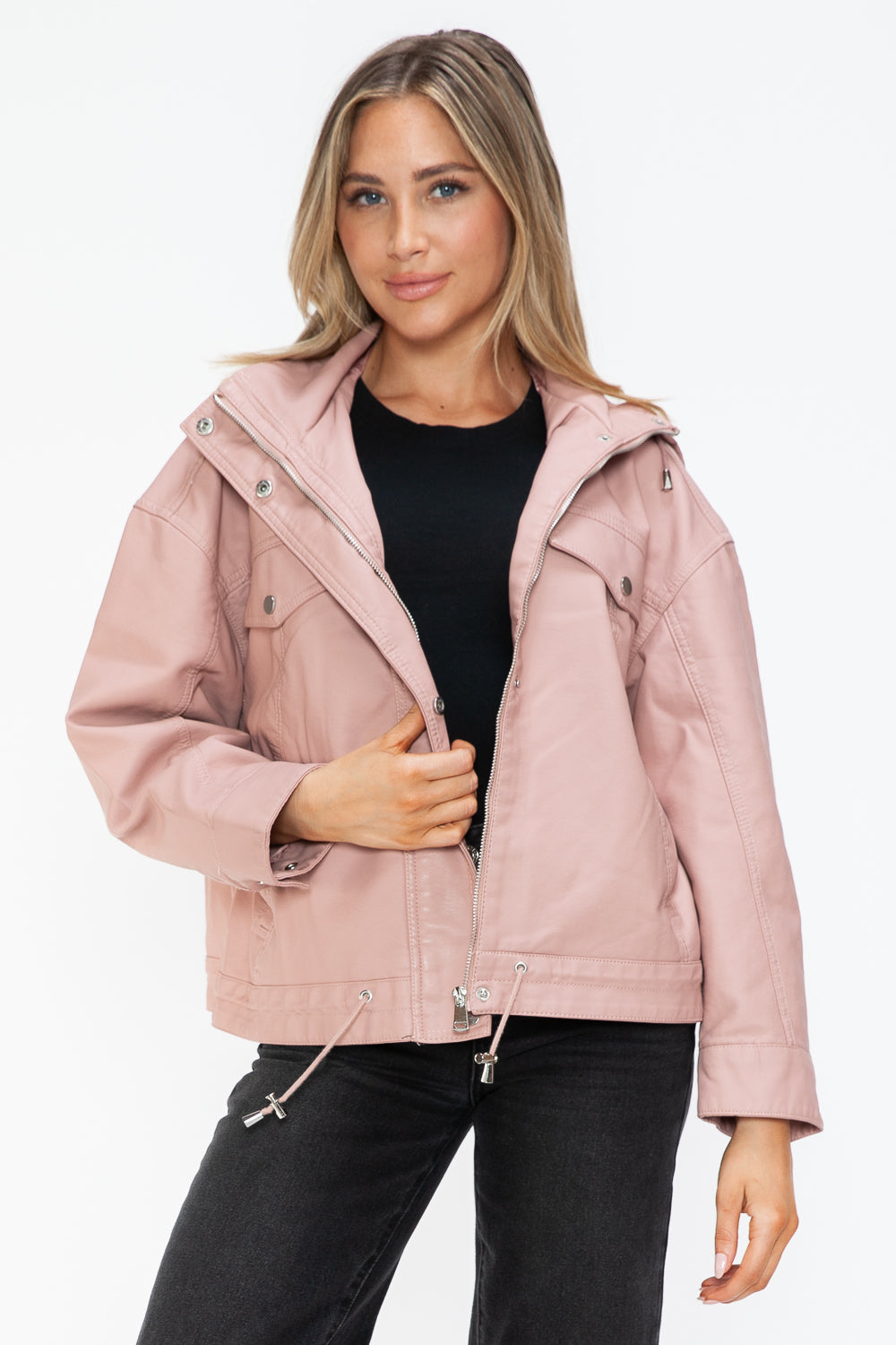 Pink Urban Luxe Statement Jacket, open front view
