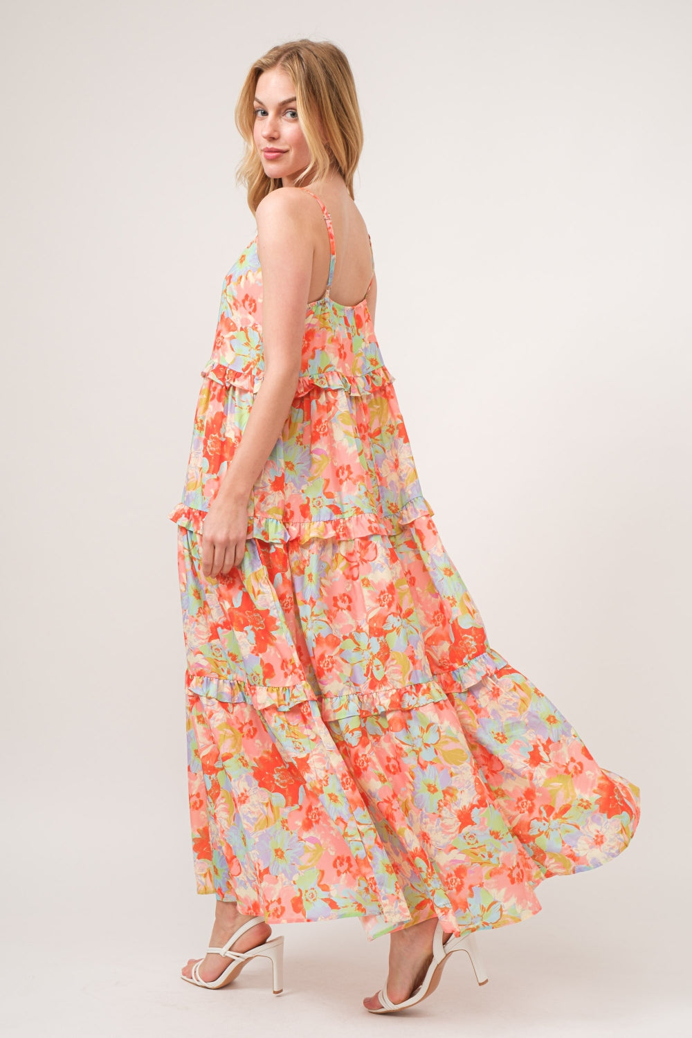 Floral Ruffled Tiered Maxi Cami Dress | Dress - CHANELIA