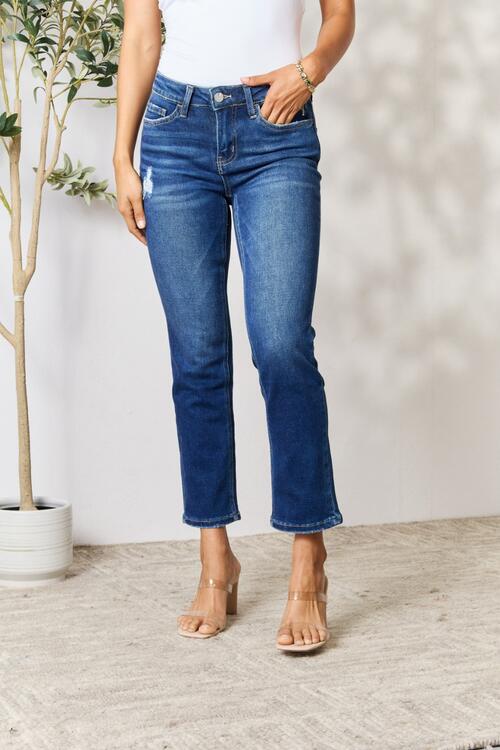 BAYEAS Distressed Cropped Jeans | Jeans - CHANELIA