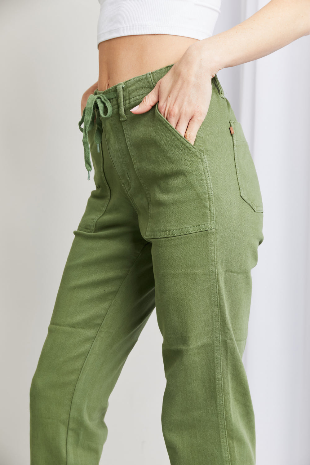Judy Blue Full Size Drawstring Waist Pocket Jeans | Jeans - CHANELIA