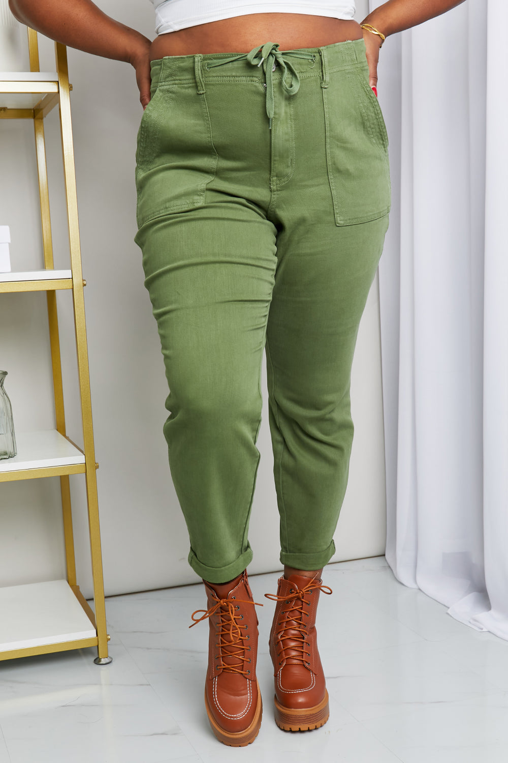 Judy Blue Full Size Drawstring Waist Pocket Jeans | Jeans - CHANELIA
