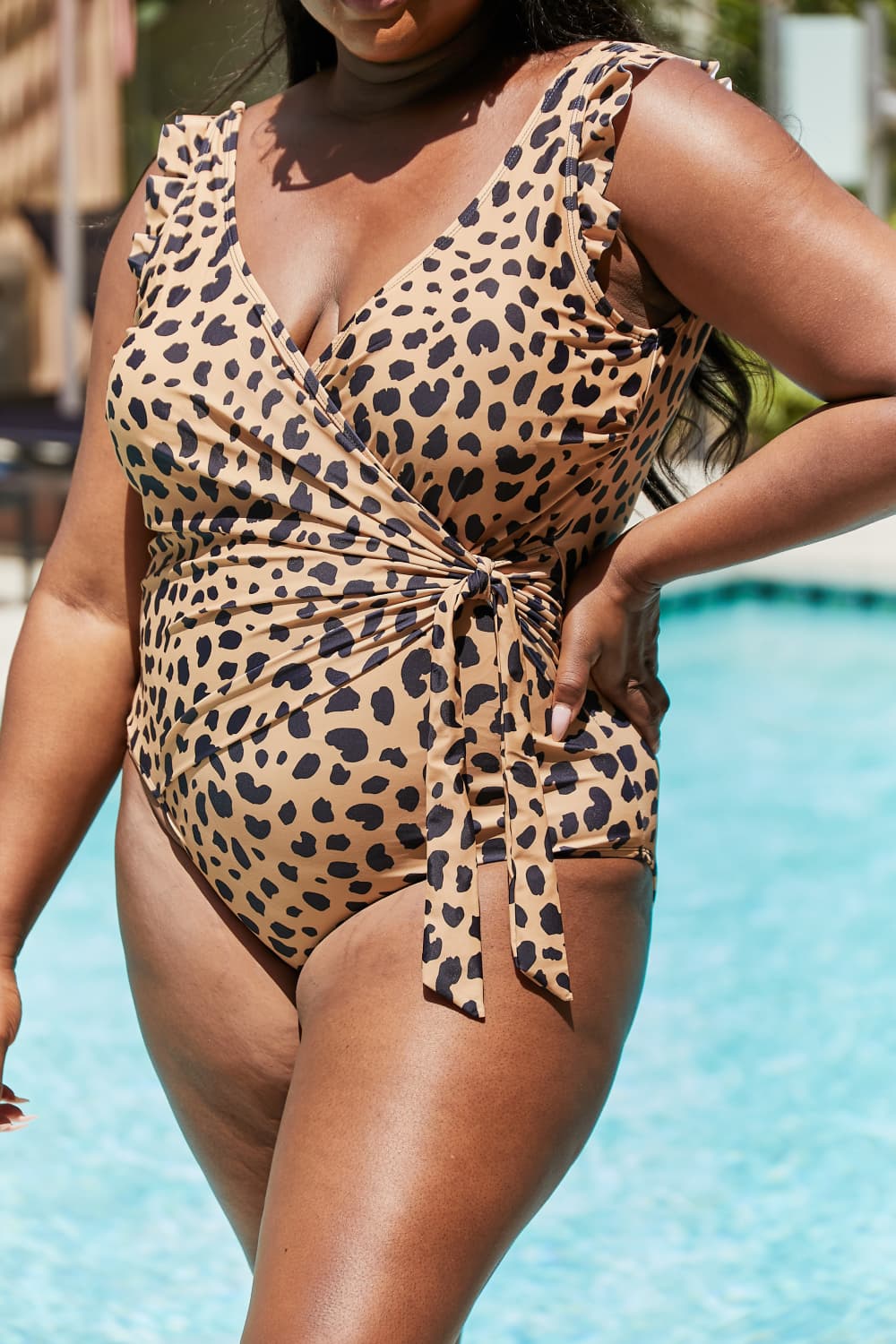 Marina West Swim Full Size Float On Ruffle Faux Wrap One-Piece in Leopard | - CHANELIA