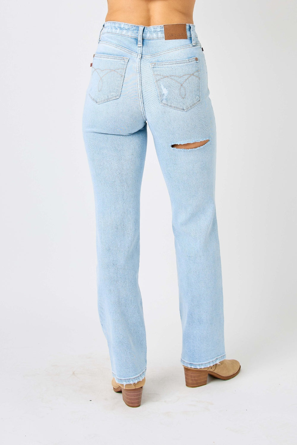 High Waist Distressed Straight Jeans | Jeans - CHANELIA