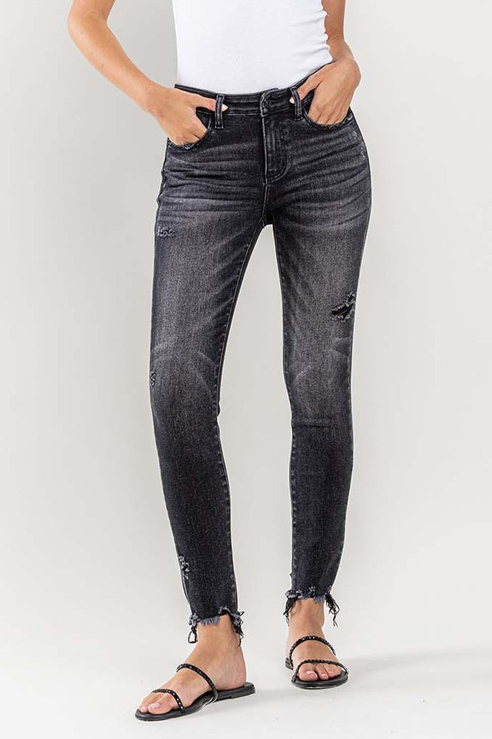 Raw Hem Cropped Skinny Jeans | Jeans - CHANELIA