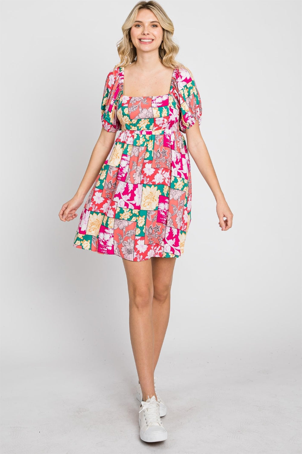 Floral Ruff Sleeve Mini Dress | Dress - CHANELIA