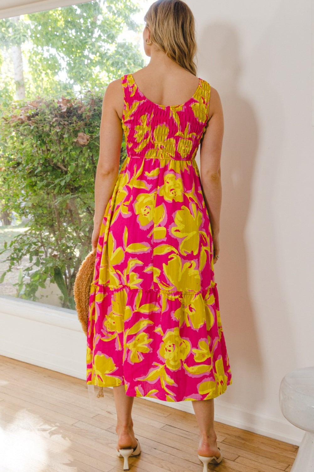 Floral Smocked Ruffled Midi Dress | Dress - CHANELIA