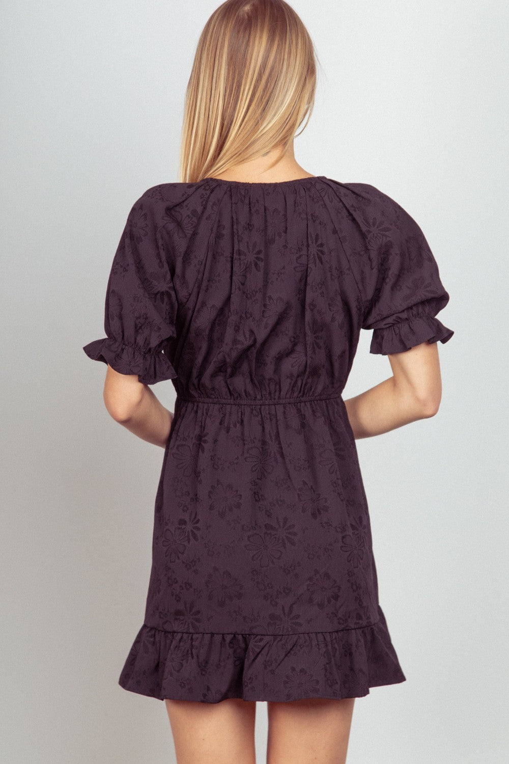 VERY J Floral Textured Woven Ruffled Mini Dress | Dress - CHANELIA