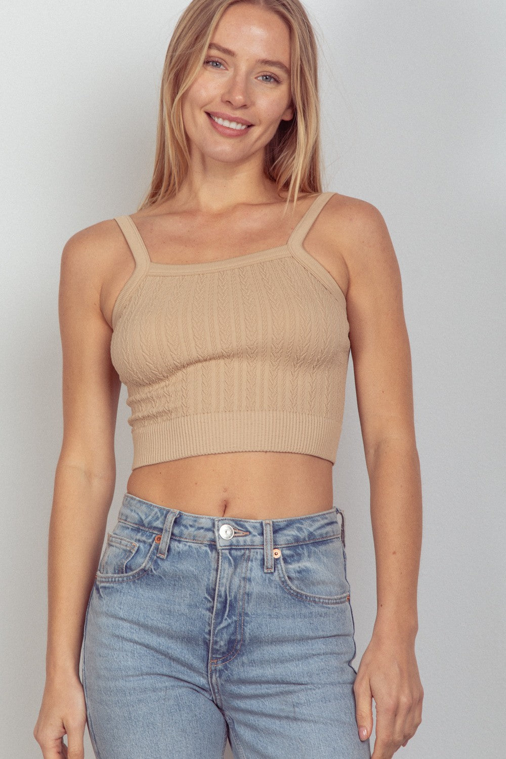 Cable Knit Seamless Cropped Cami