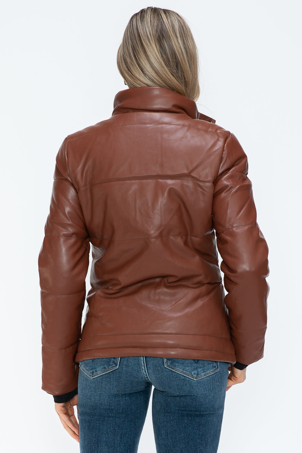 Amber Turtleneck Luxe Jacket back view