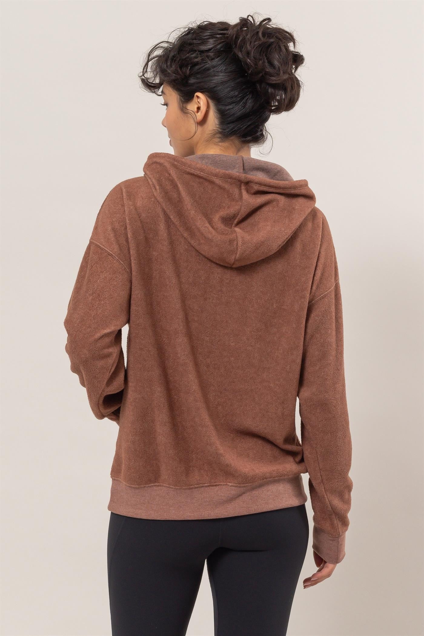 Château Brume Hoodie in chestnut, back view