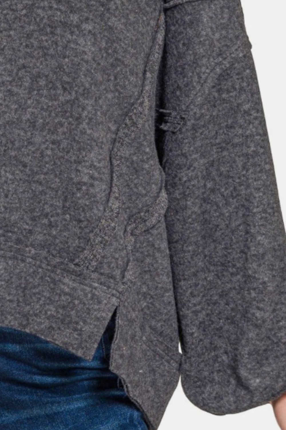 Close-up of Elysian Brushed Seam Luxe Hoodie fabric