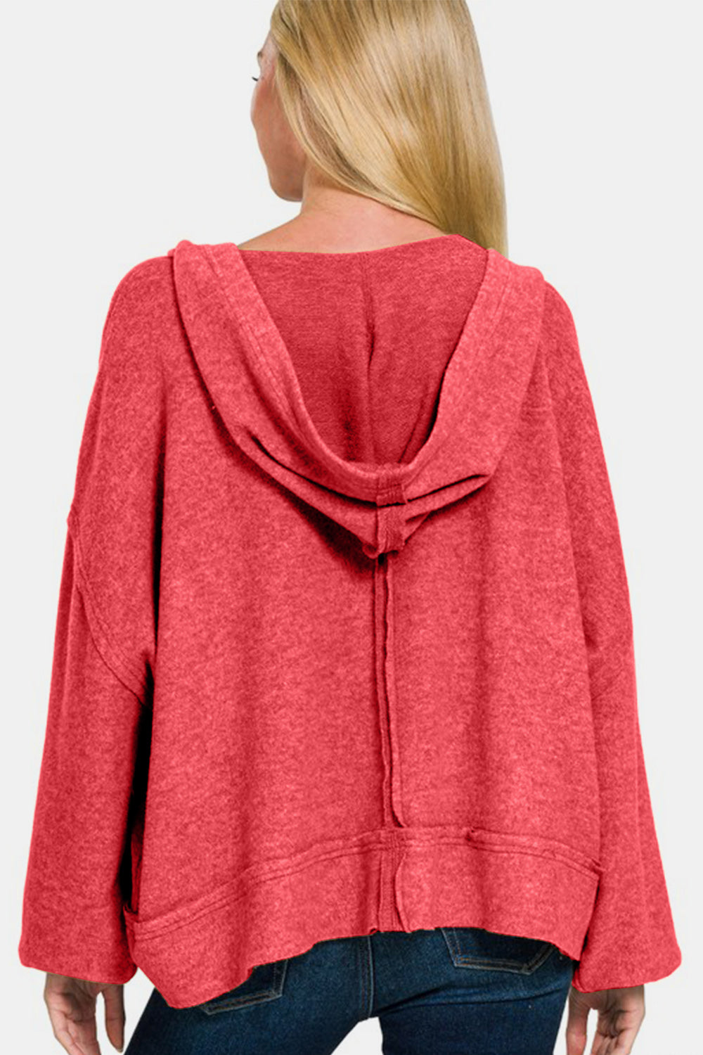 Elysian Rouge Seamline Hoodie back view with hood