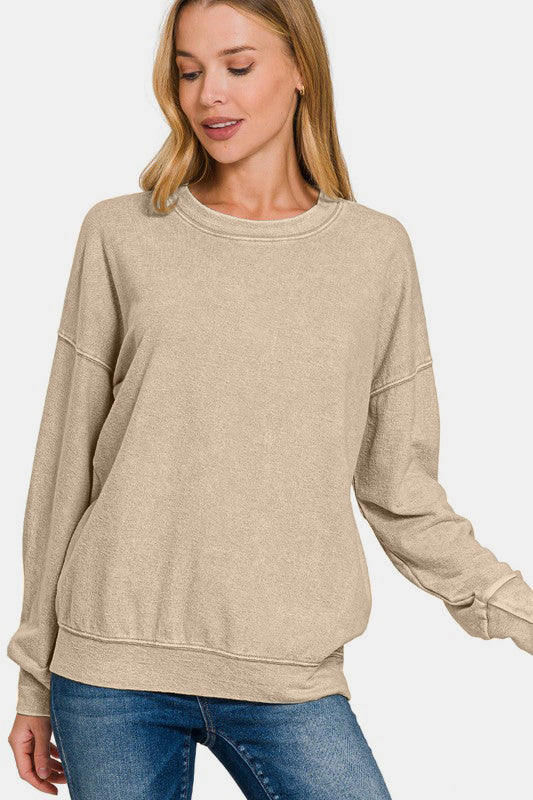 Ethereal Drape Khaki Sweatshirt side view