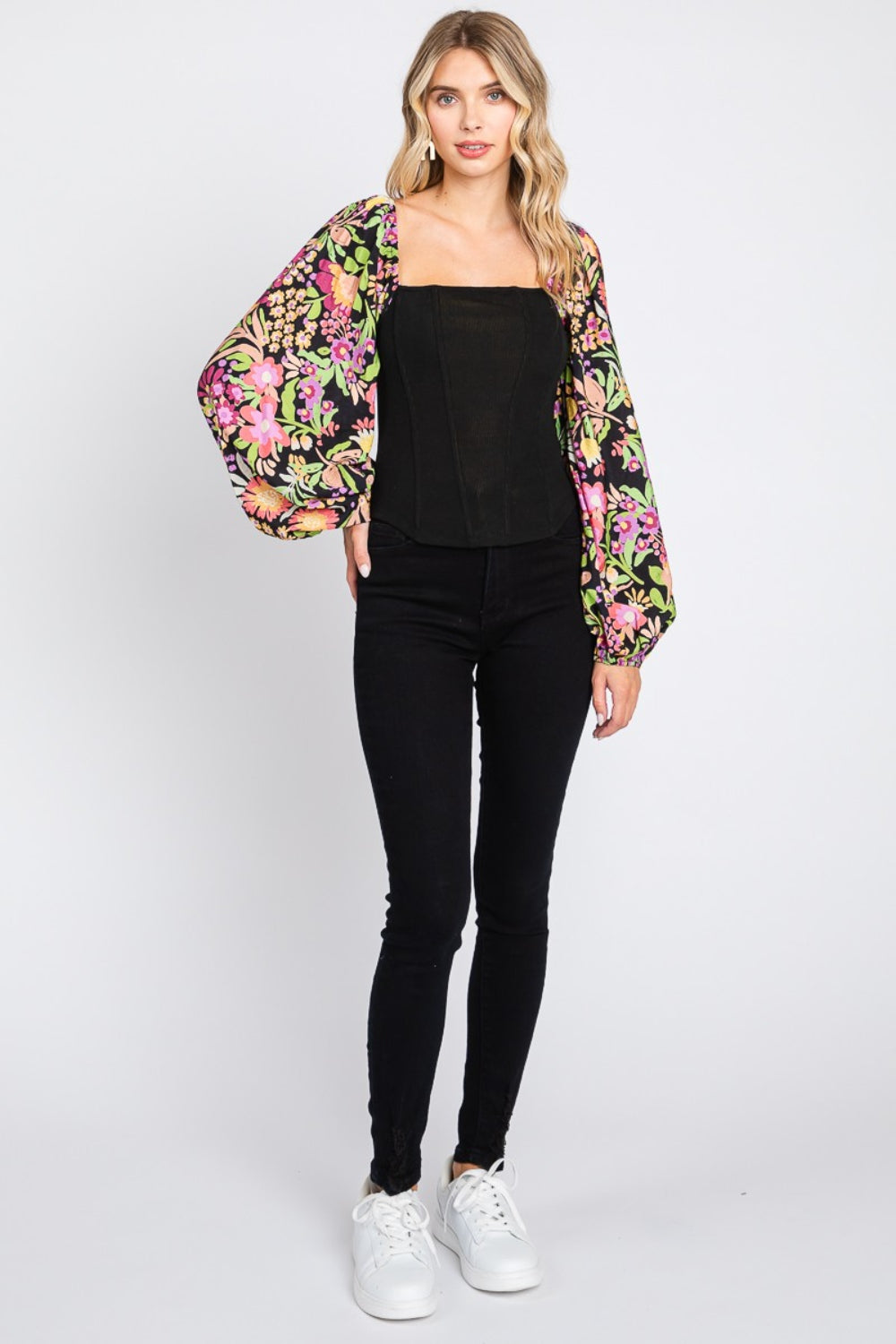 Floral Balloon Sleeve Blouse | Blouse - CHANELIA