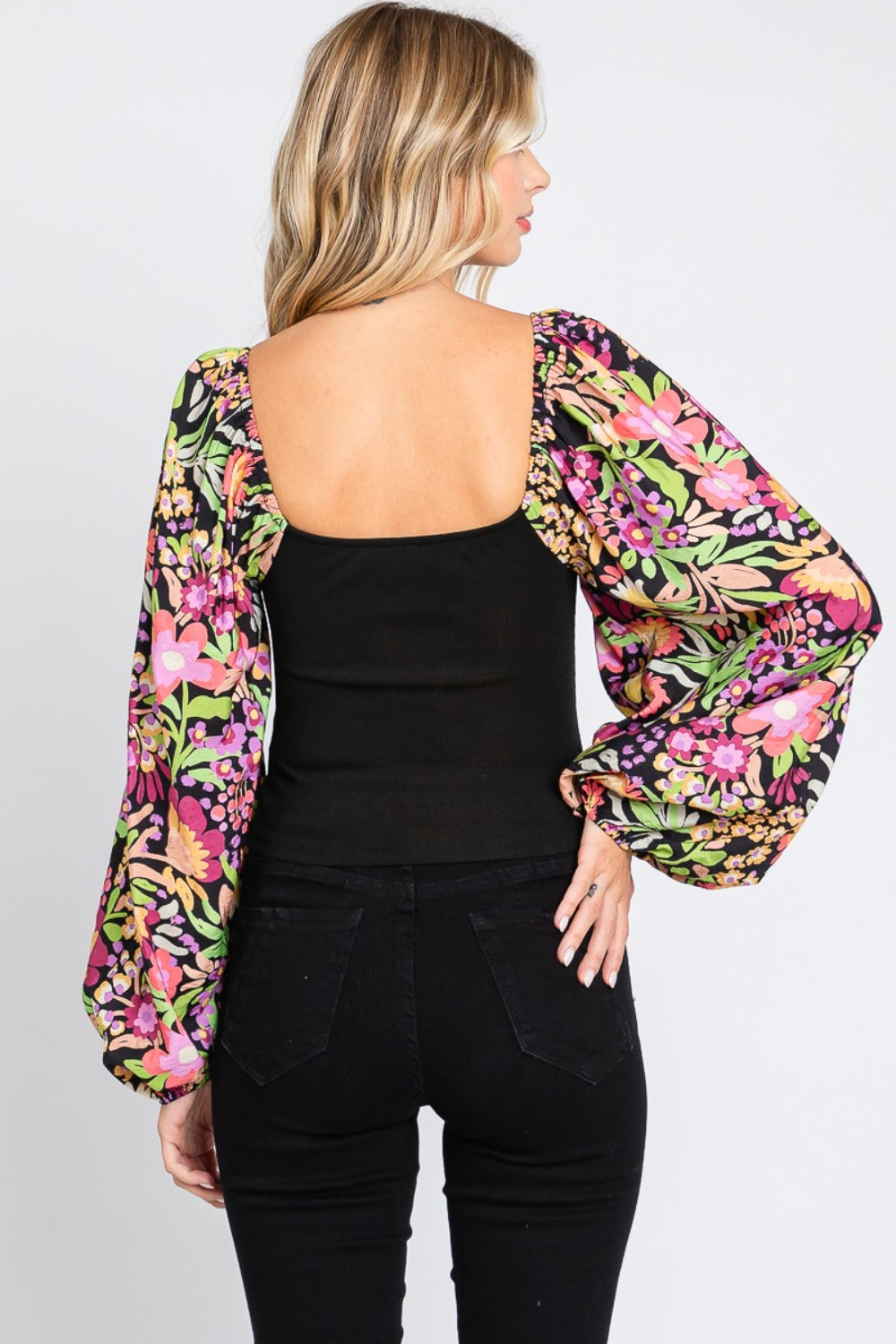 Floral Balloon Sleeve Blouse | Blouse - CHANELIA