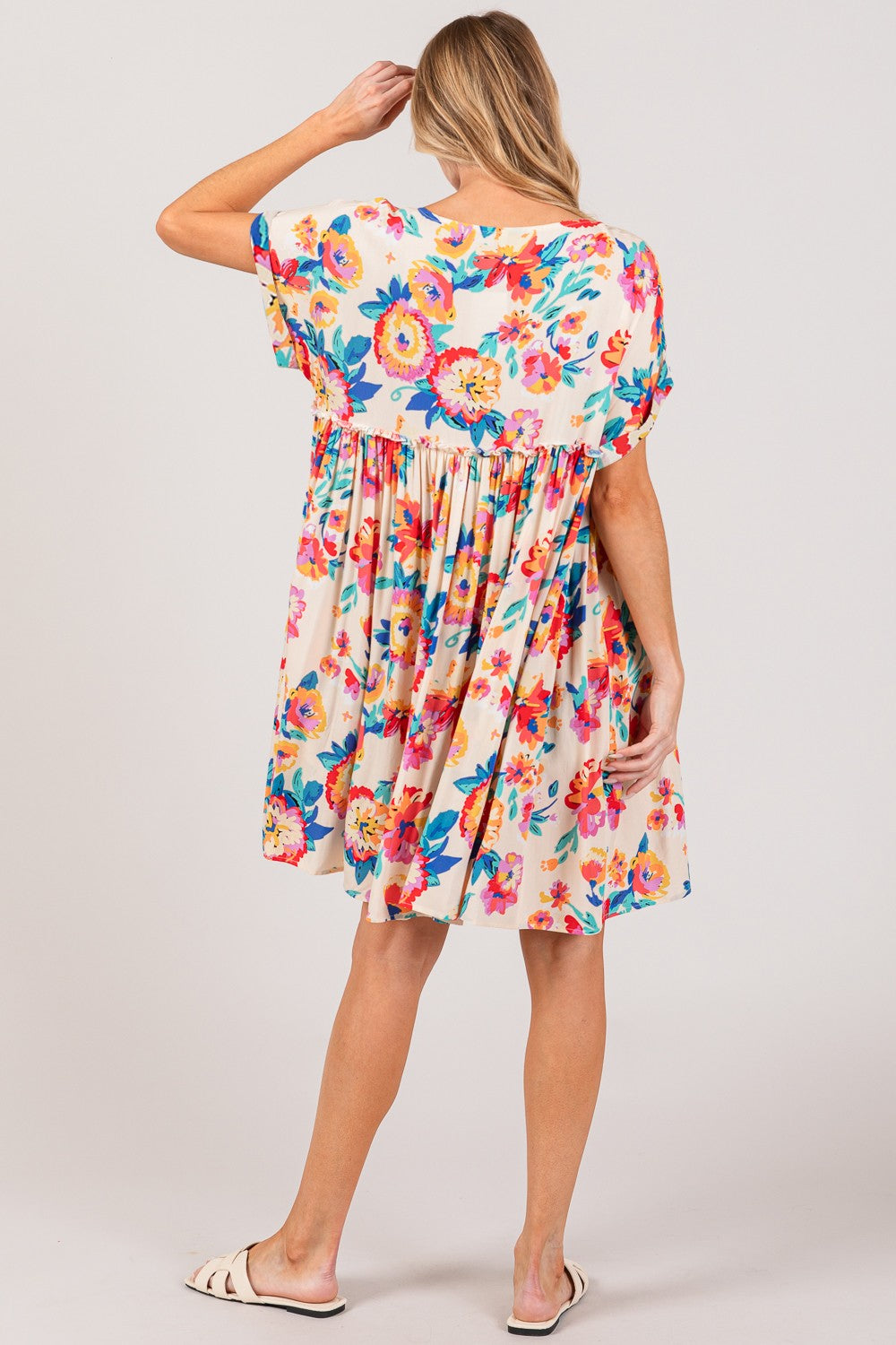 Floral Button-Down Short Sleeve Dress | Dress - CHANELIA