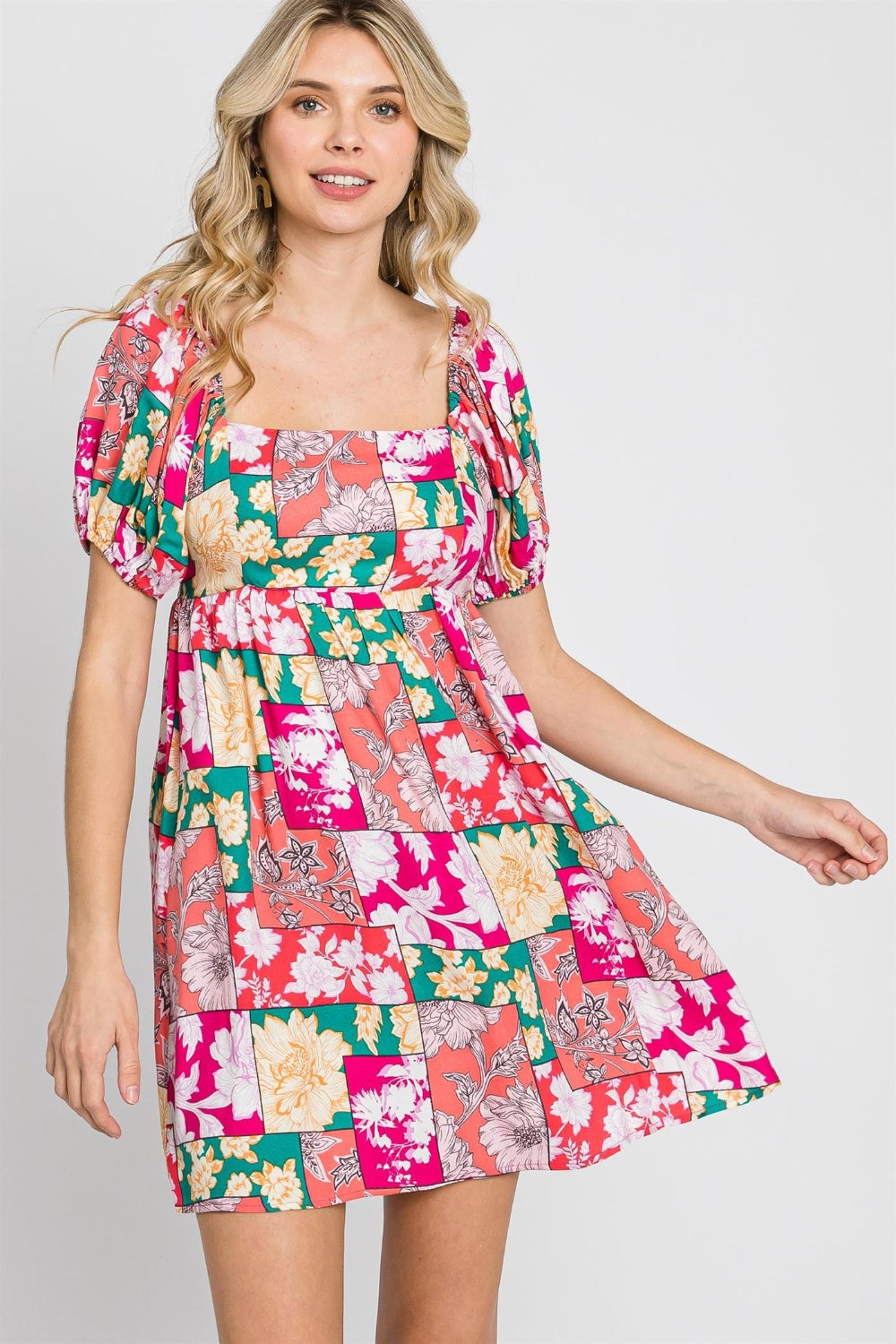 Floral Ruff Sleeve Mini Dress | Dress - CHANELIA