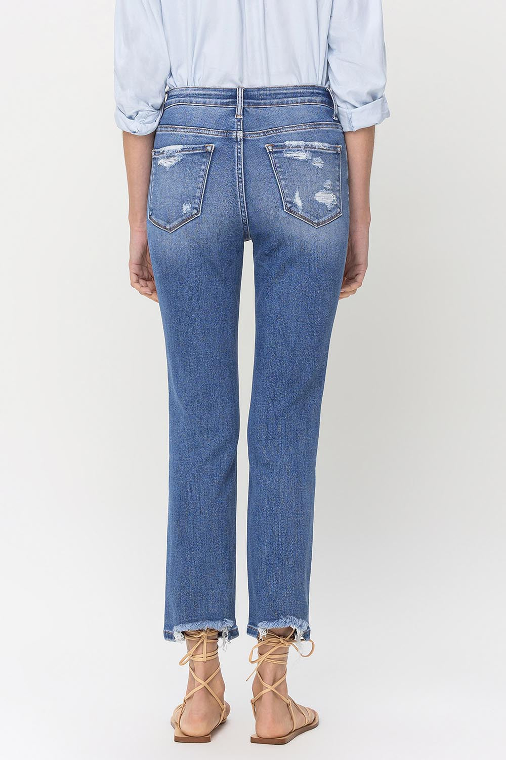 High Rise Raw Hem Straight Jeans | Jeans - CHANELIA