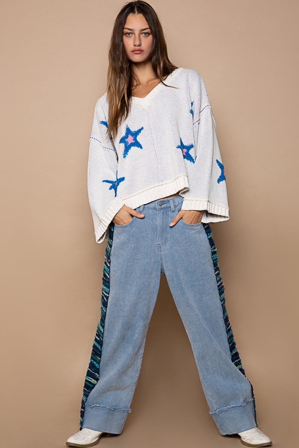 Long Sleeve Star Patch Sweater full outfit