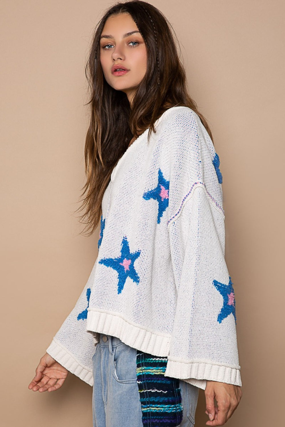 Long Sleeve Star Patch Sweater side view