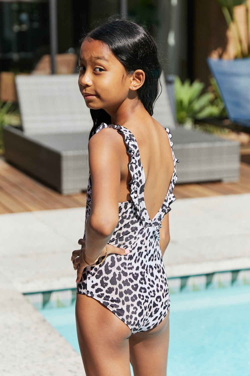 Float On Ruffled Girls One Piece Cat Leopard 18M