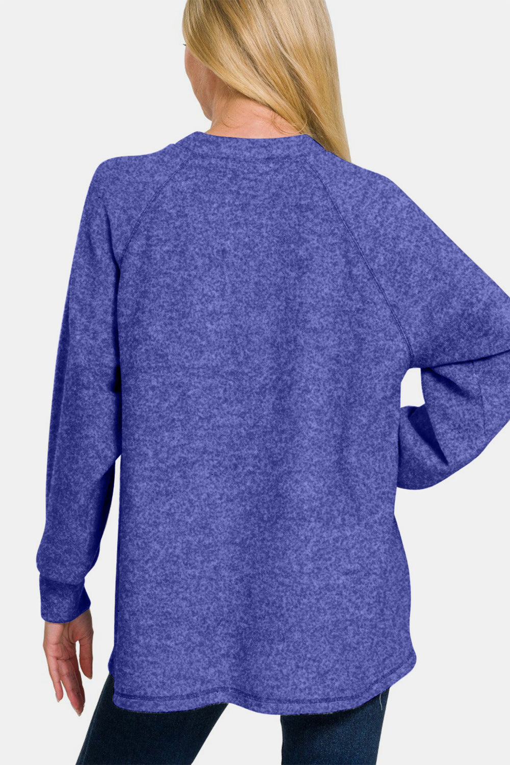 Purple Melange Brushed Aura Sweater back view