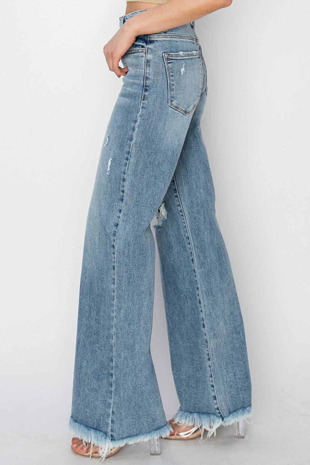 Mid Rise Button Fly Wide Leg Jeans | Jeans - CHANELIA