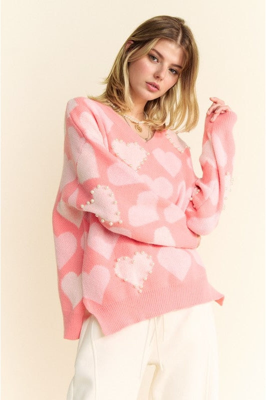 Rose Romance Pearl-Kissed Sweater