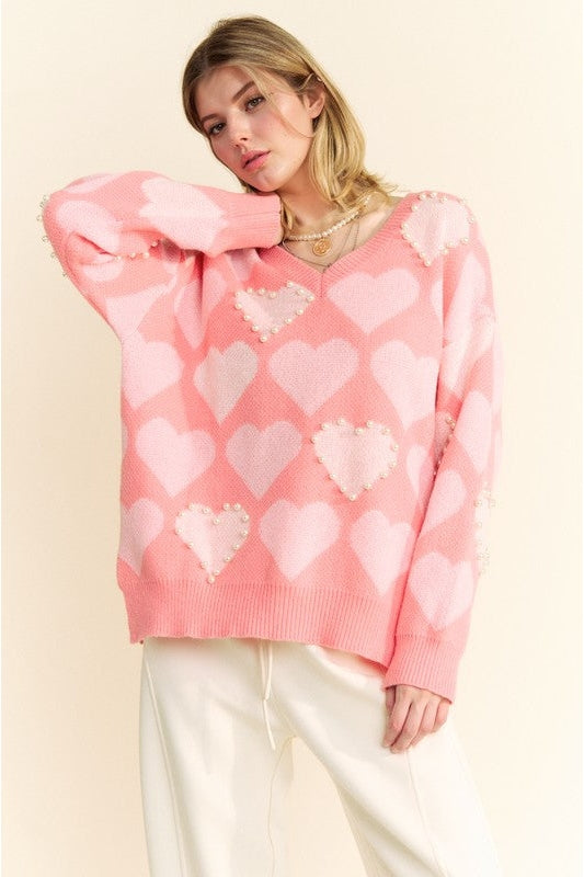 Rose Romance Pearl-Kissed Sweater