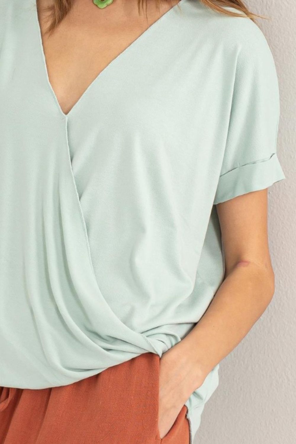 Short Sleeve Surplice Top | Top - CHANELIA