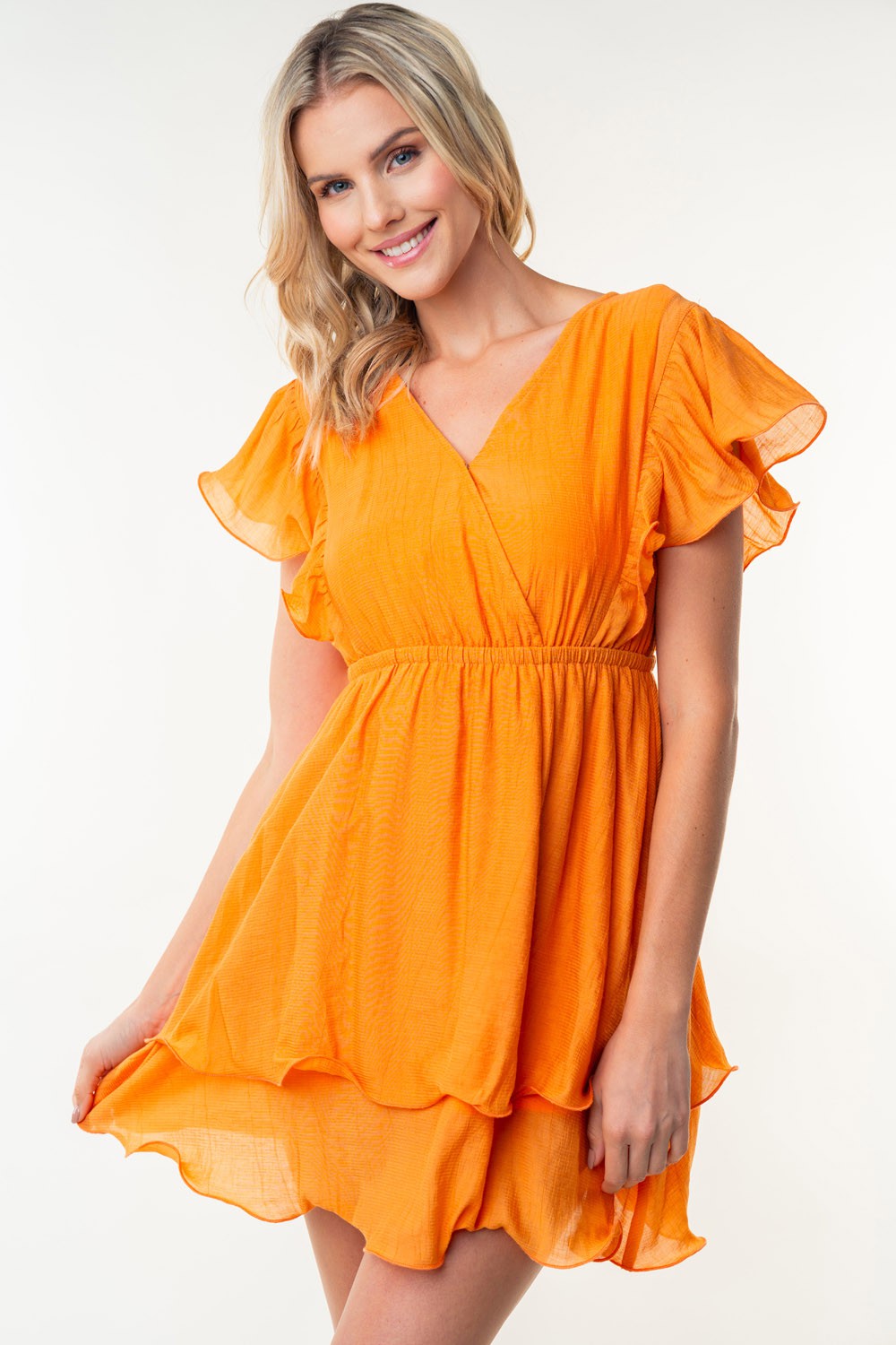 Short Sleeve Woven Layered Dress | Dress - CHANELIA