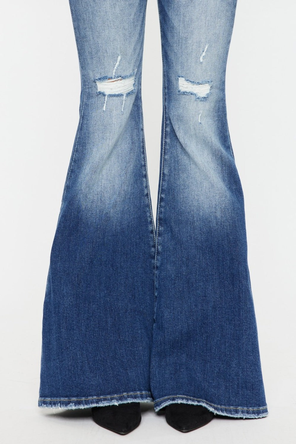 Detail of Zephyr Curve Flare jeans wide-leg hem