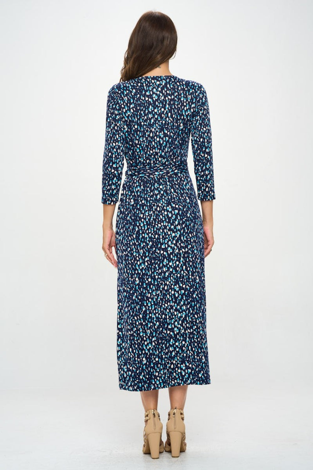 Printed Tie Front Surplice Midi Dress | Dress - CHANELIA