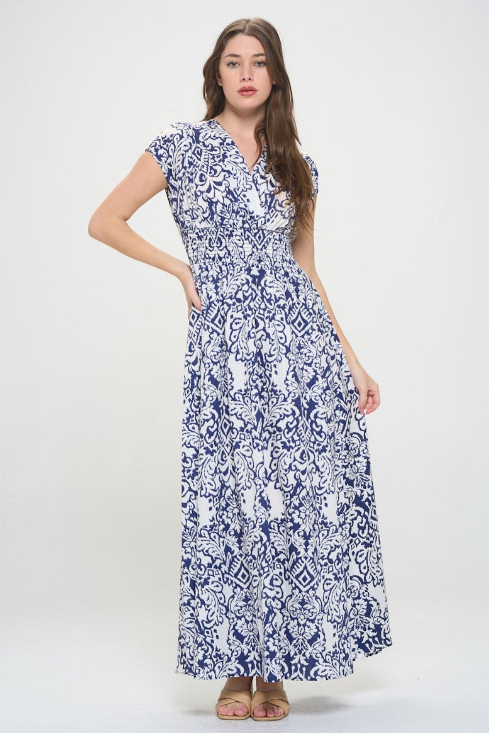 Printed Smocked Waist Maxi Dress | Dress - CHANELIA