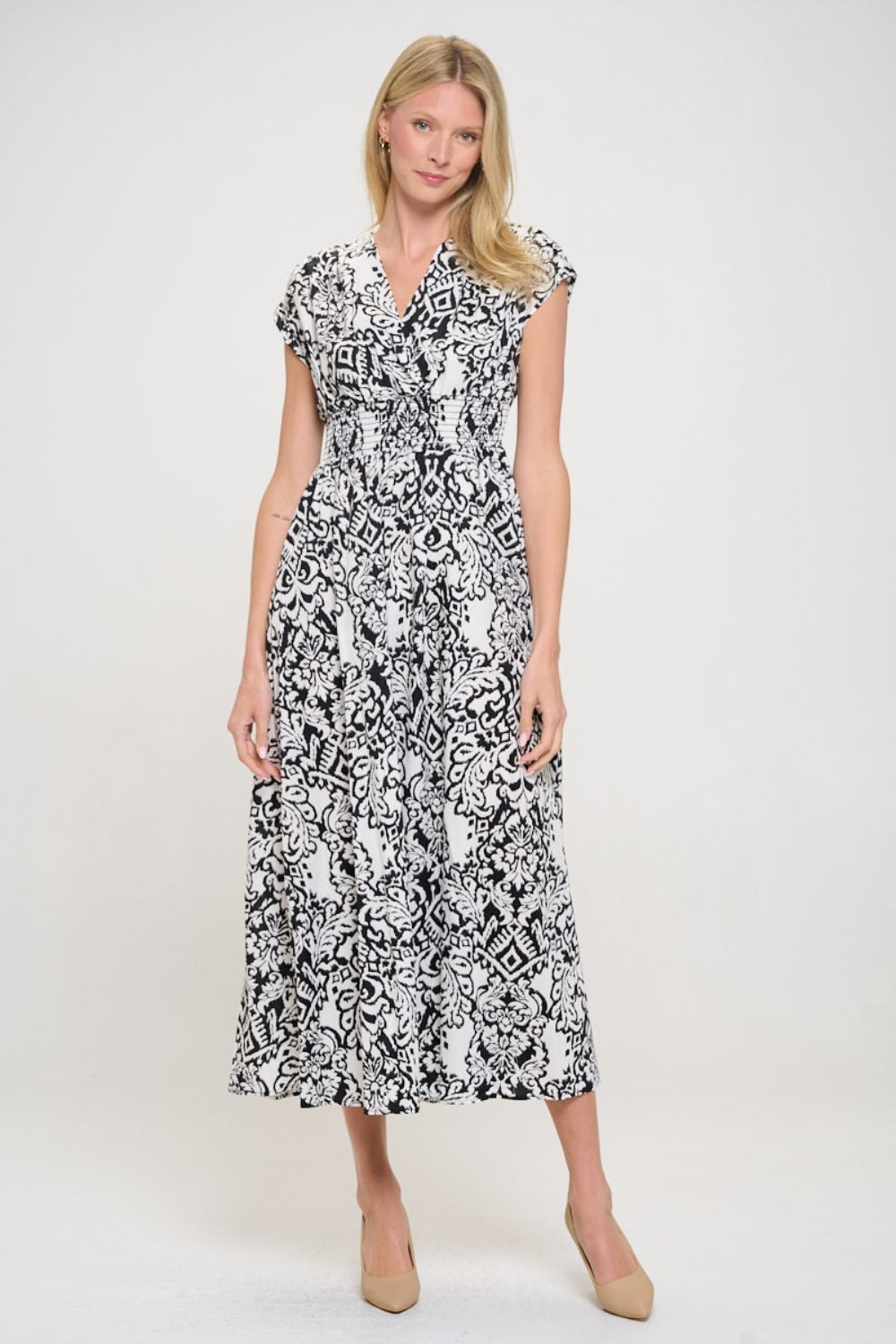 Printed Smocked Waist Maxi Dress | Dress - CHANELIA