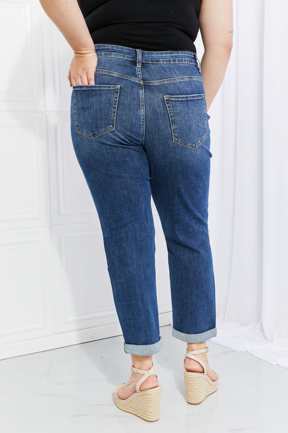 VERVET Full Size Distressed Cropped Jeans with Pockets | - CHANELIA