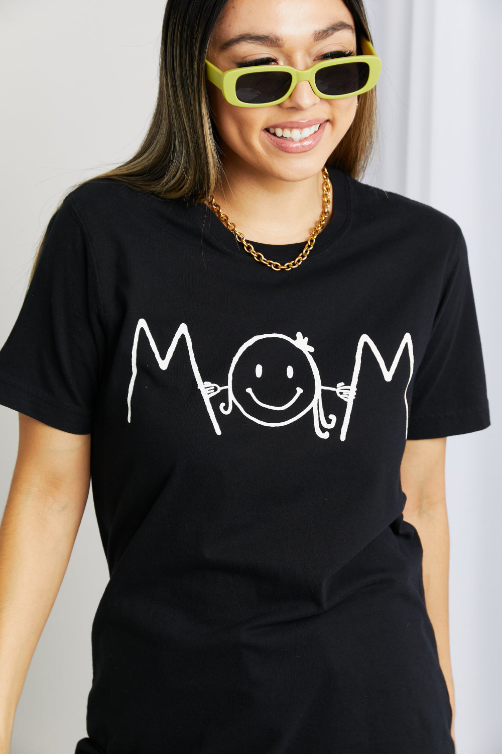 mineB Full Size Smiley Face Graphic Tee | Tees - CHANELIA